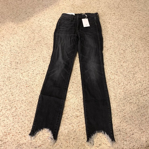 3x1 W3 Size 24 Straight Authentic Crop Black Elise Jeans Frayed Raw Hem Ankle - Picture 12 of 13